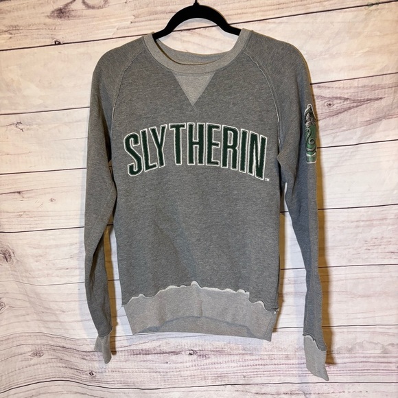 Harry Potter Sweaters - Slytherin Harry Potter Universal Studios Oversized Crewneck Gray Sweater XS